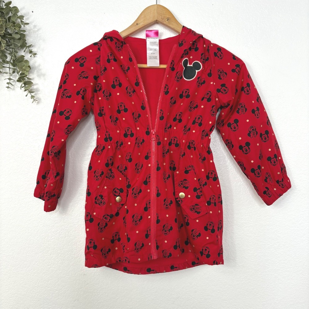 Kids Disney Minnie Mouse Red Hooded Jacket Girls Size 6 Character Print